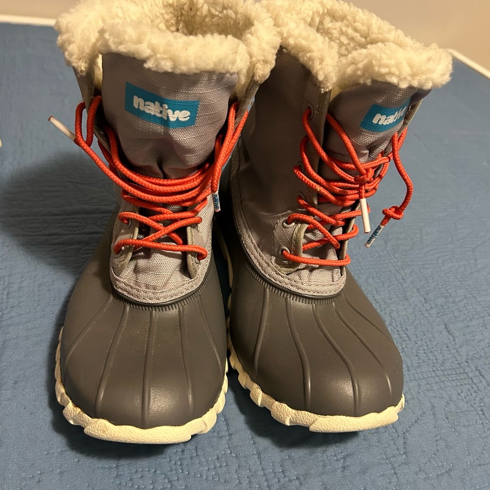 Native Gray and Orange Winter Boots